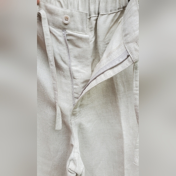 Cubavera Straight Leg Linen Blend Pant Lightweight Off White Cream Large - Picture 5 of 11